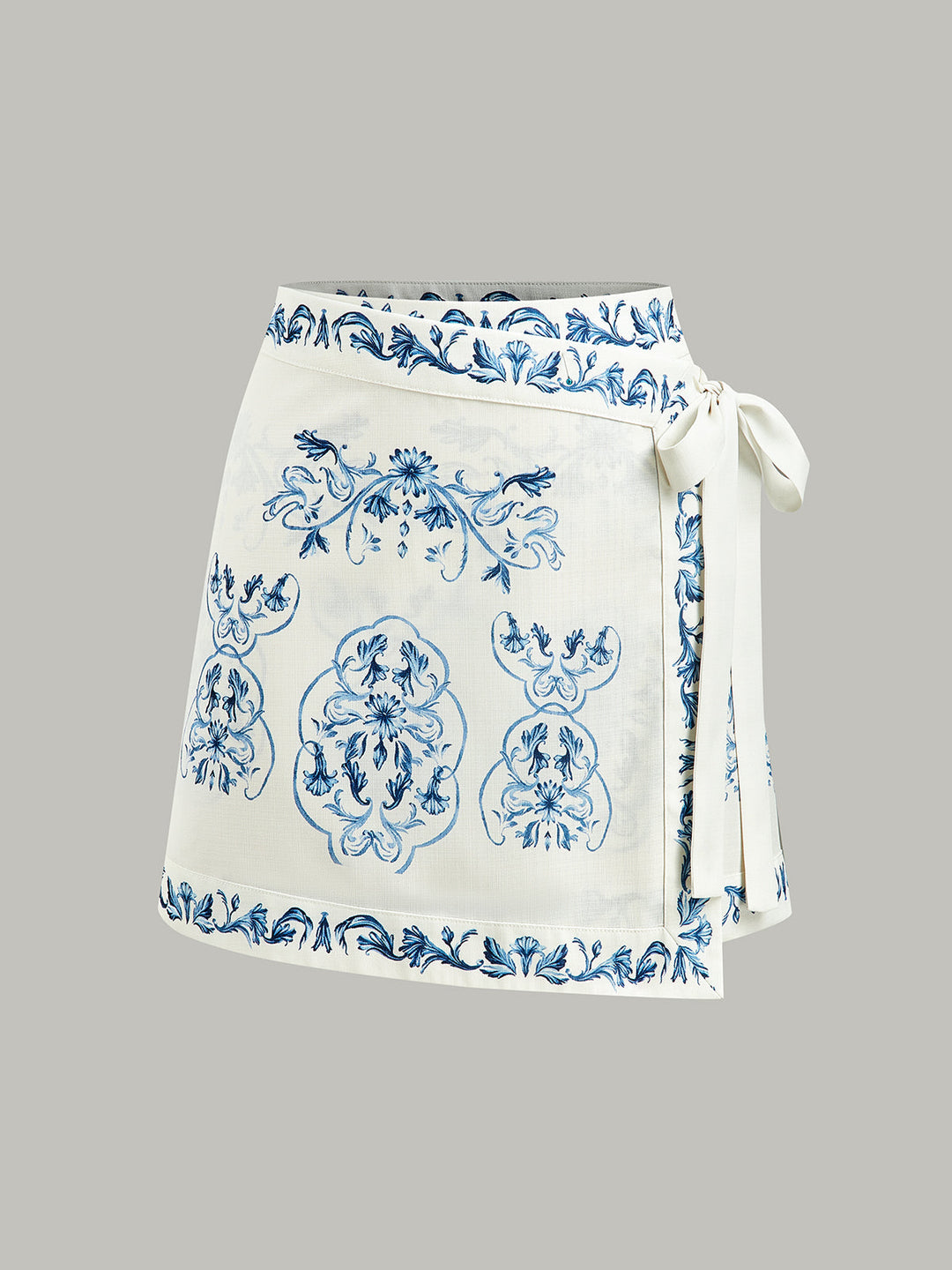 Jupe portefeuille imprimé floral avec ceinture