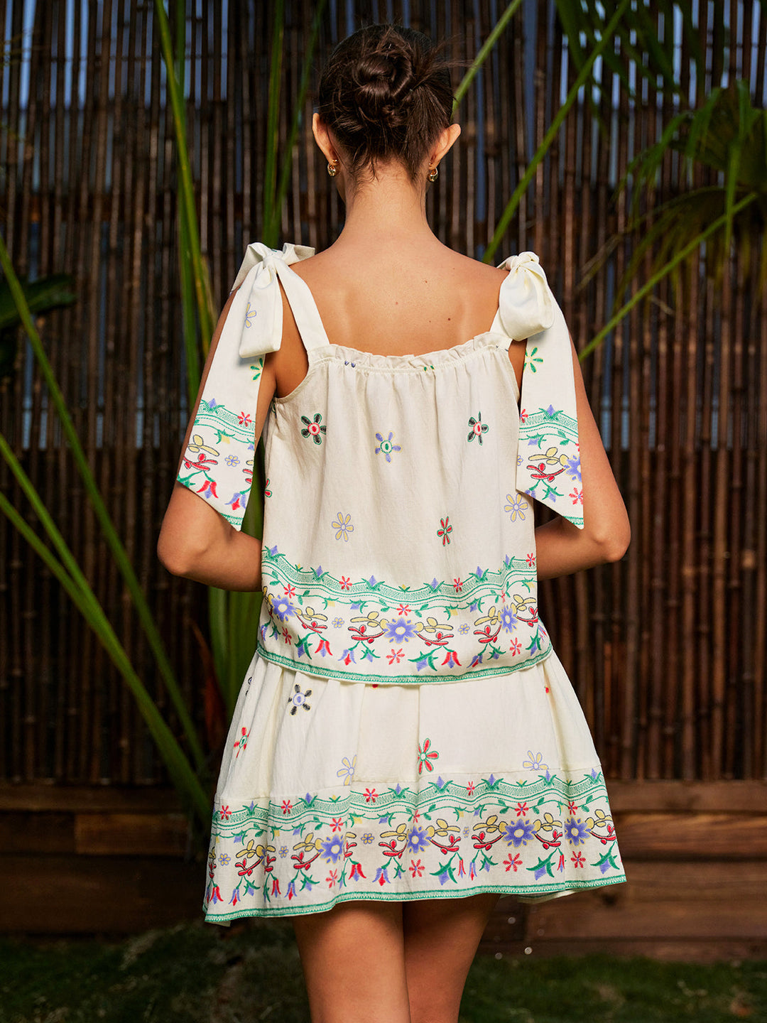 Ensemble jupe à bretelles imprimé floral