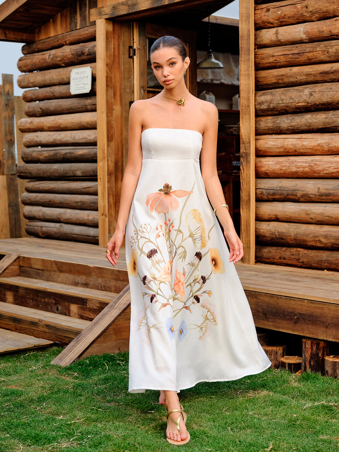 Robe Longue Fleurie Sans Bretelles