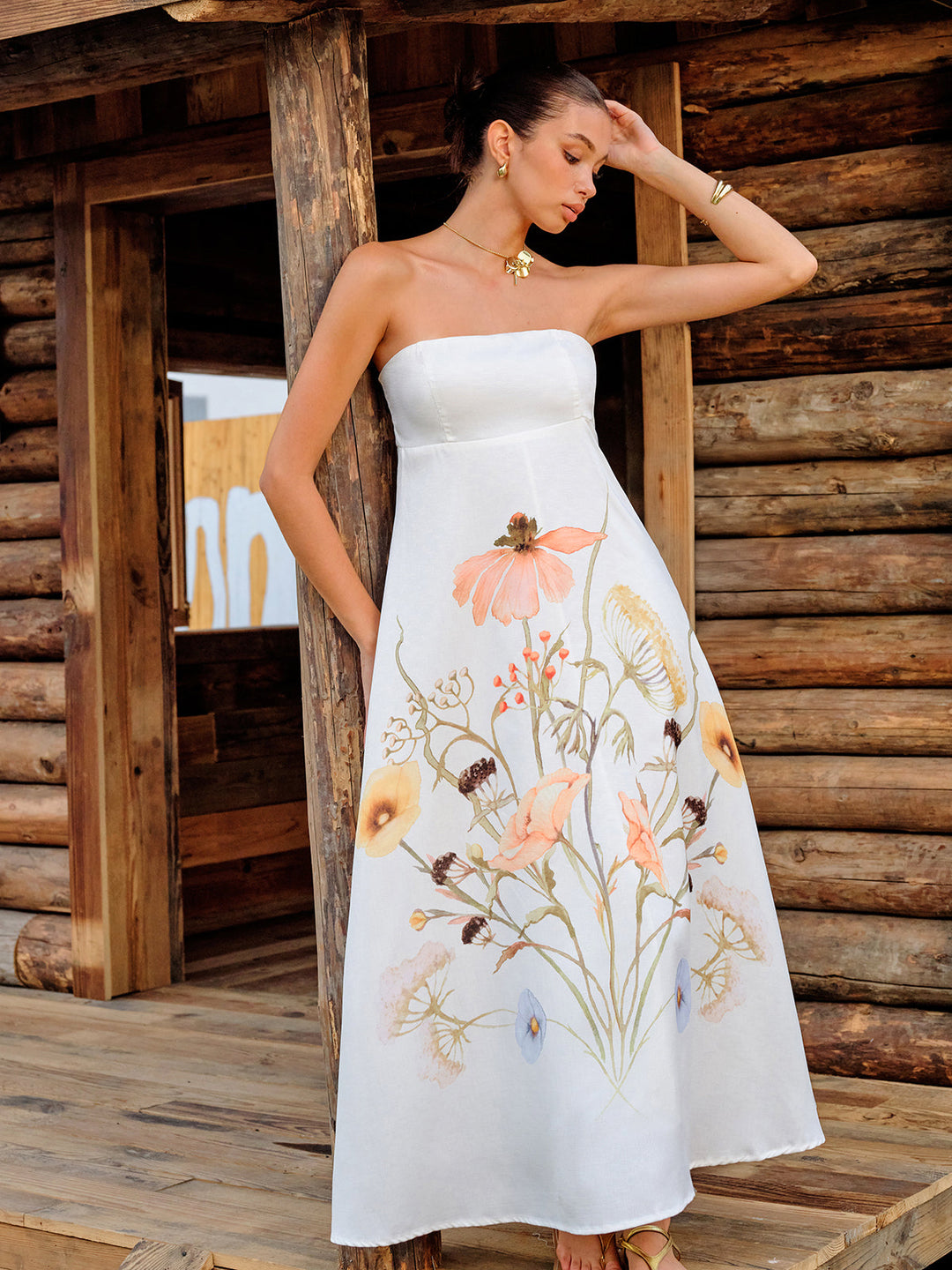 Robe Longue Fleurie Sans Bretelles