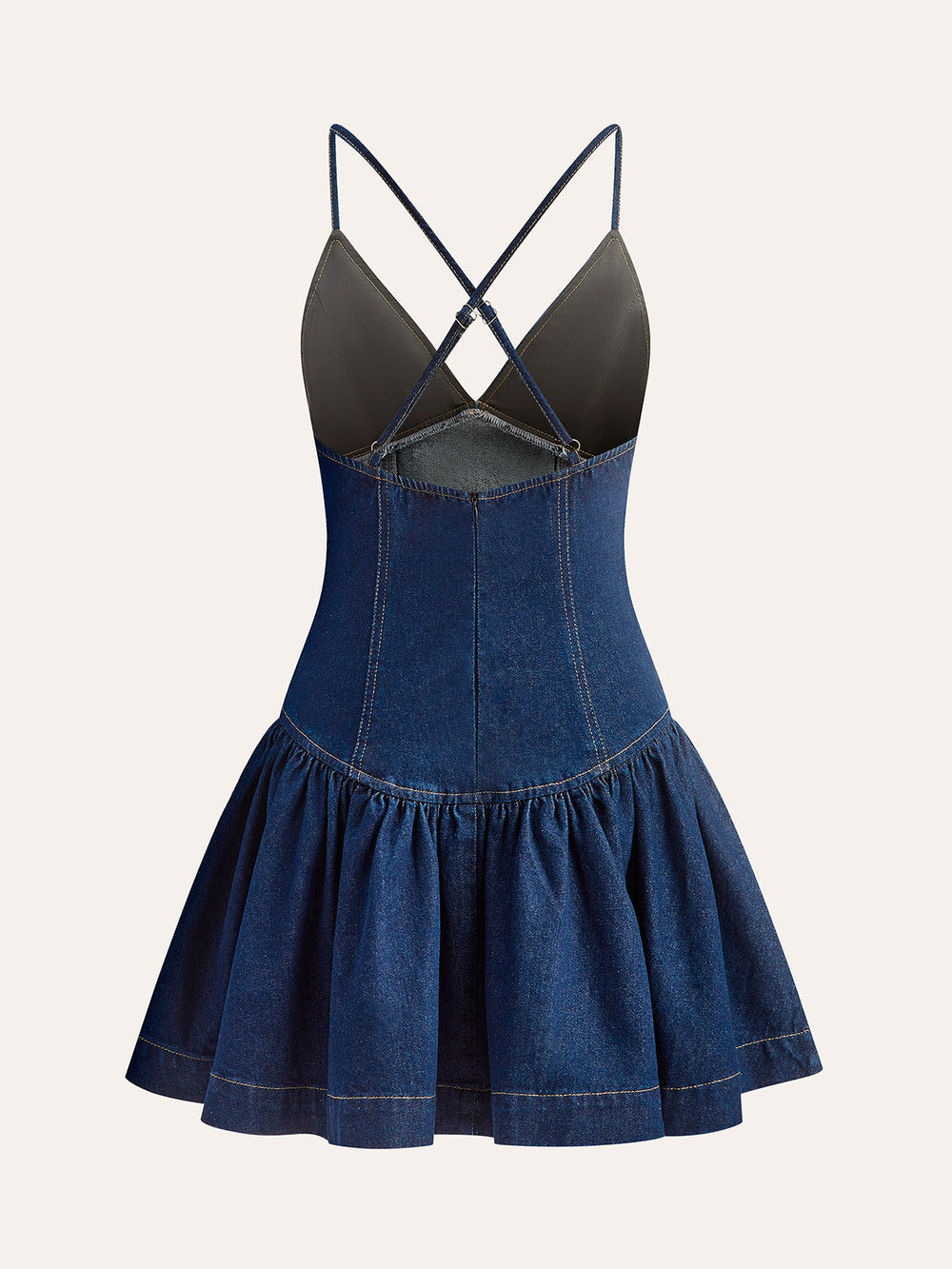 Robe évasée en denim à dos croisé