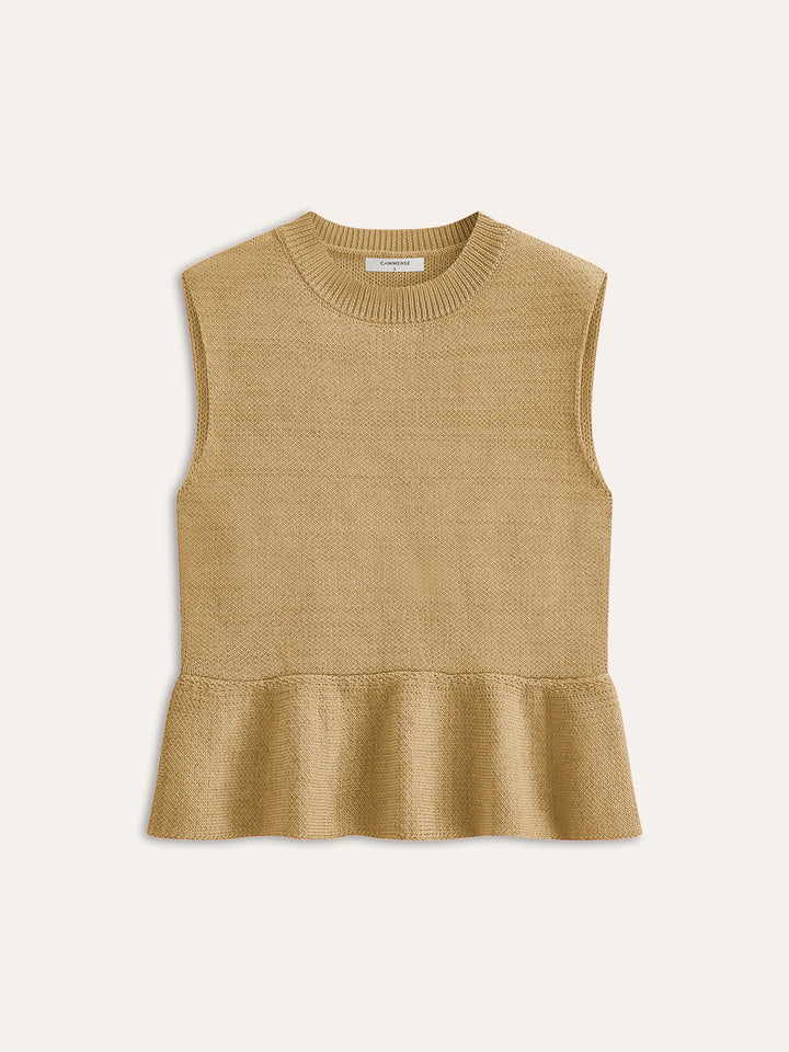 Gilet Pull sans Manches à Volants