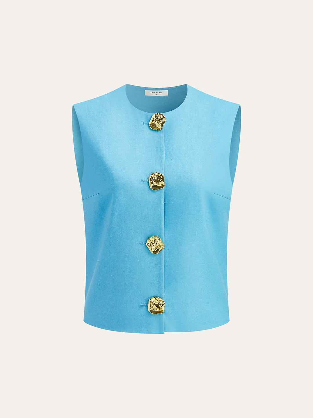Gilet Boutonné en Coton et Lin