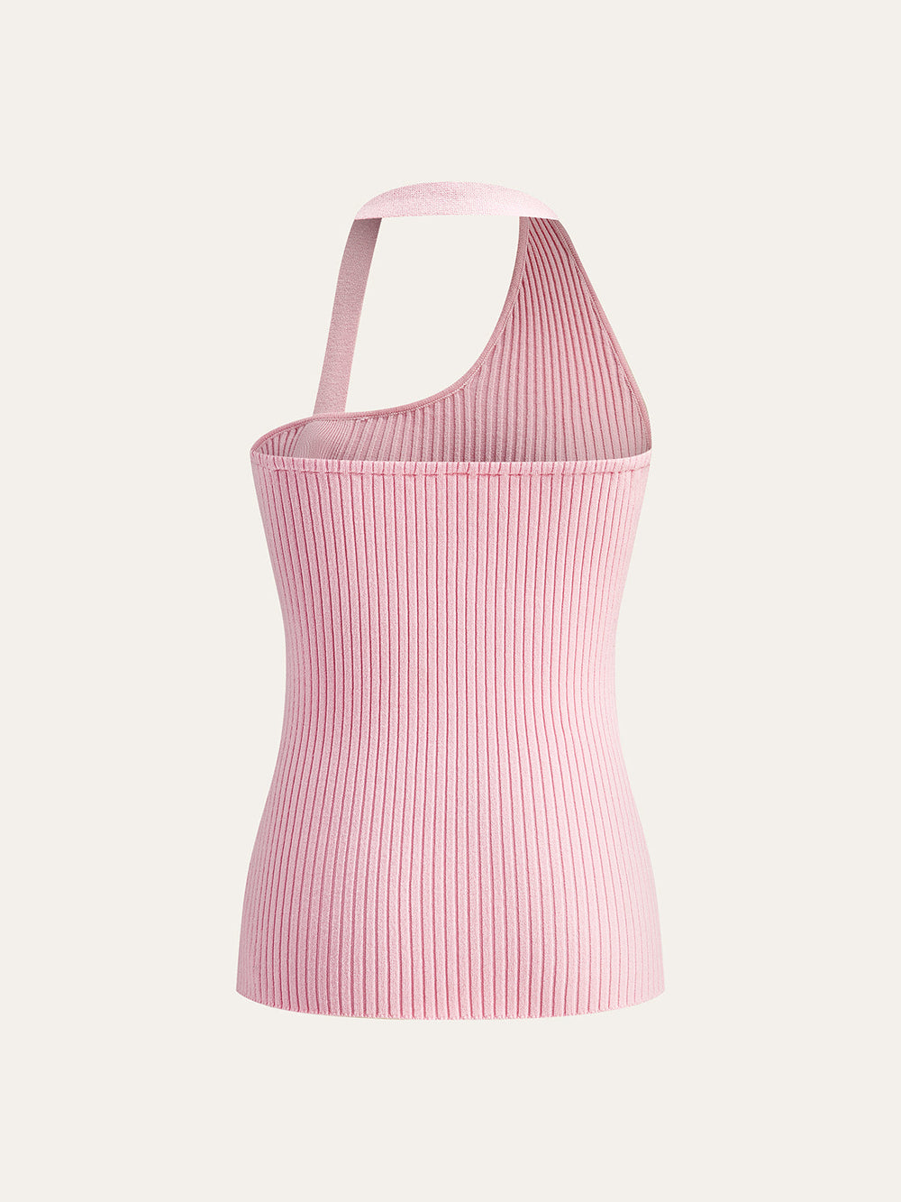 Haut en tricot asymétrique à bouton et col bénitier