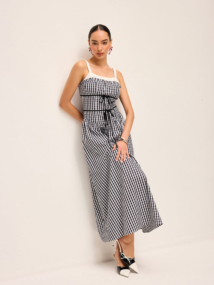 Robe Mi-longue Corset Vichy