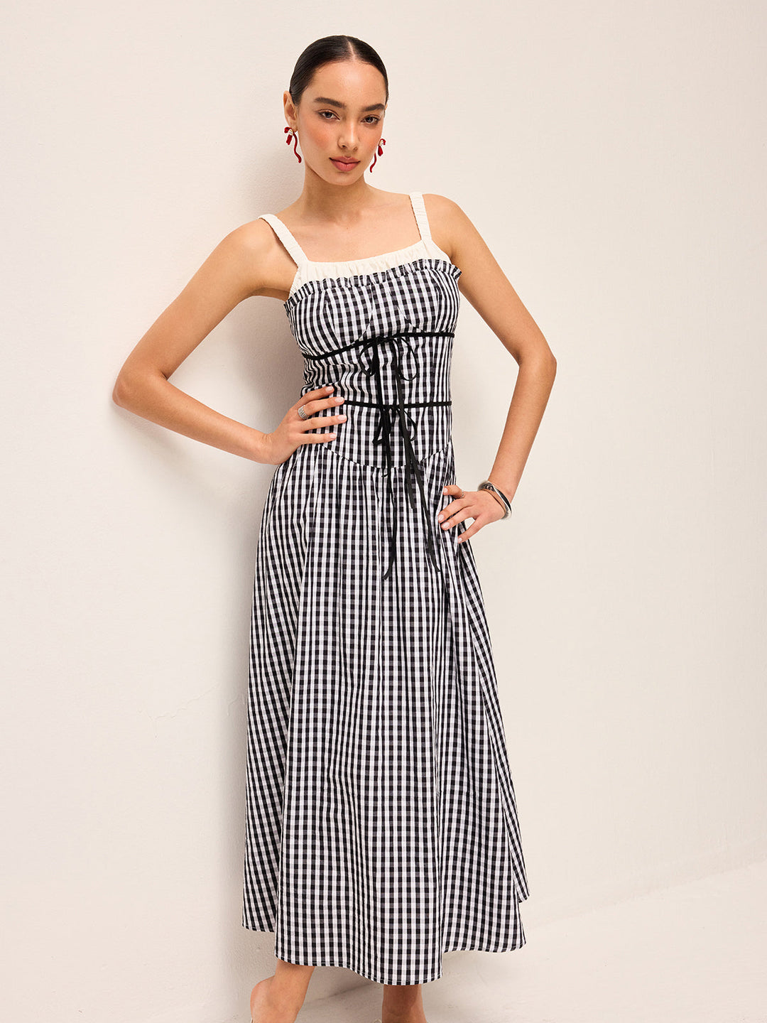 Robe Mi-longue Corset Vichy