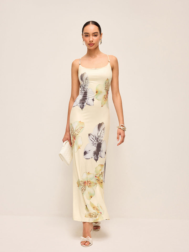 Robe Fleurie Dos Nu à Lacets