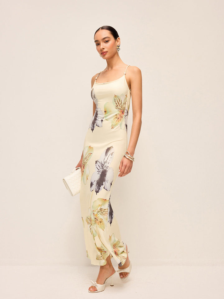 Robe Fleurie Dos Nu à Lacets