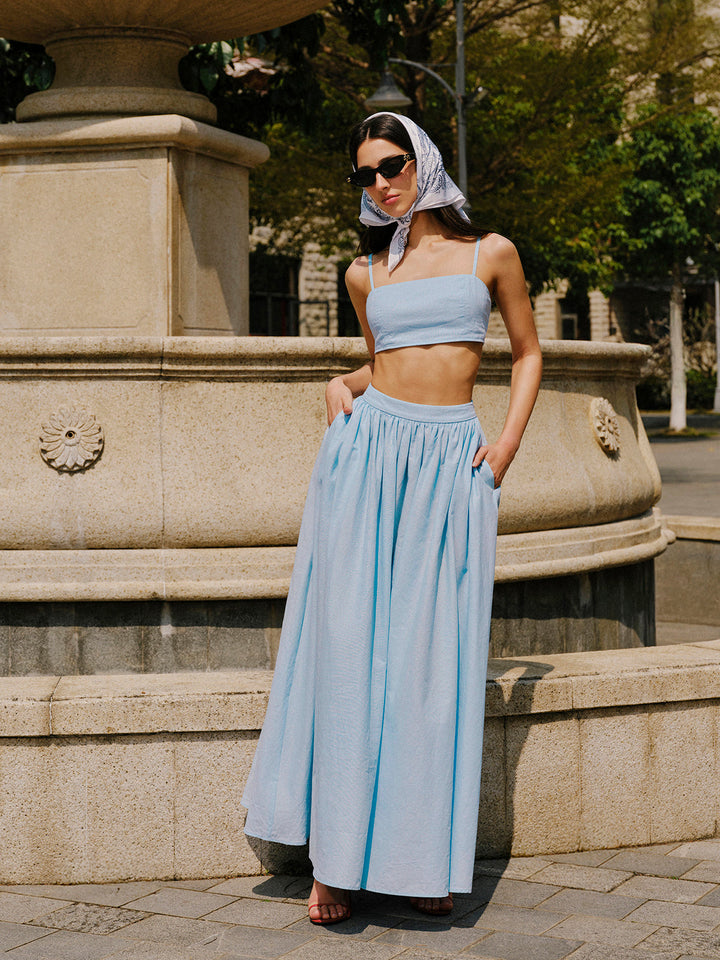 Ensemble Jupe à Poches en Coton et Lin