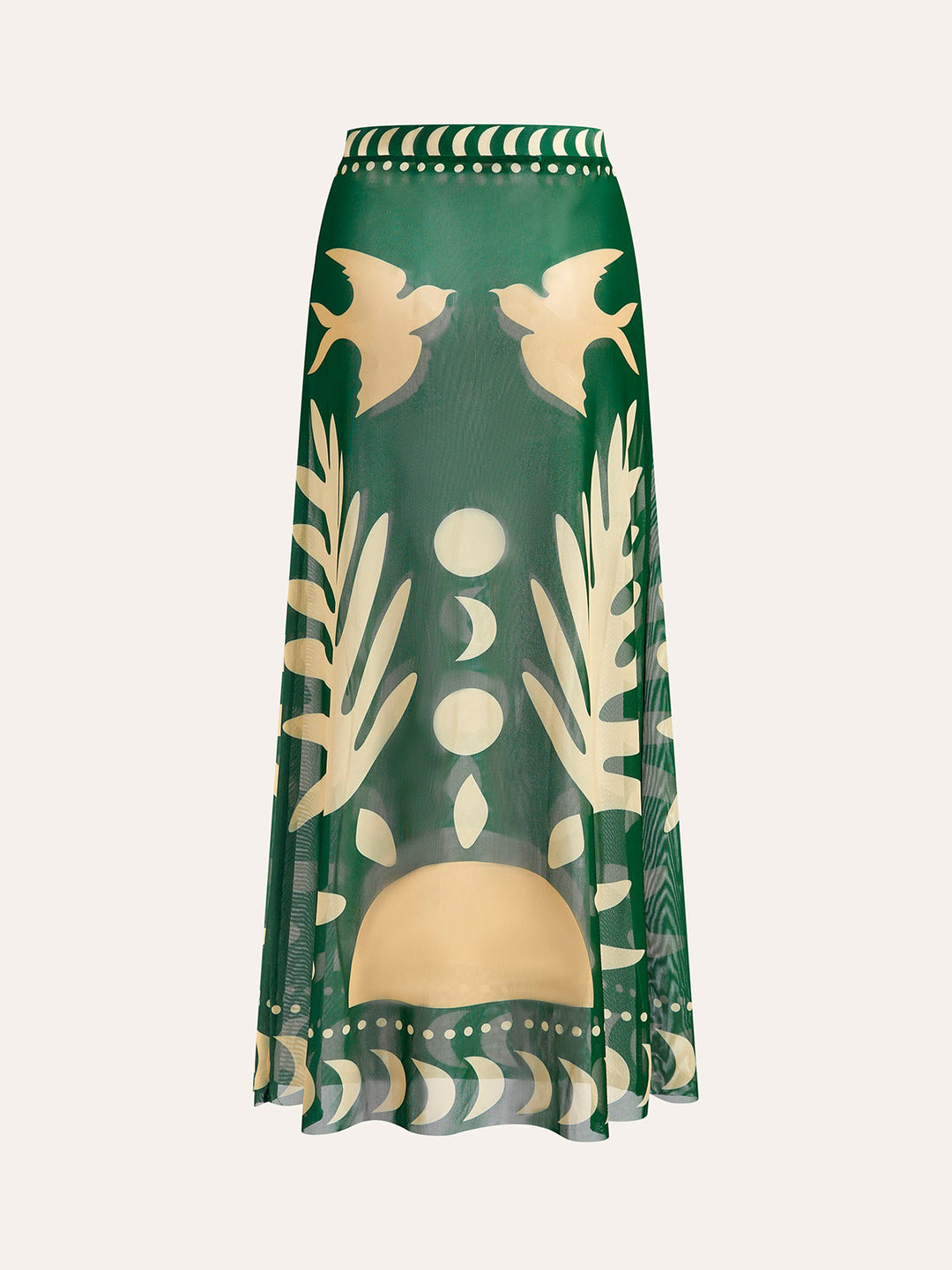 Jupe Maxi Transparente à Imprimé d'Oiseau