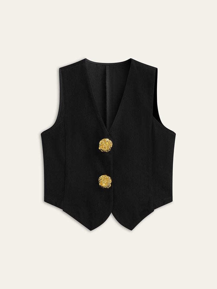 Gilet Boutonné en Denim sur Mesure