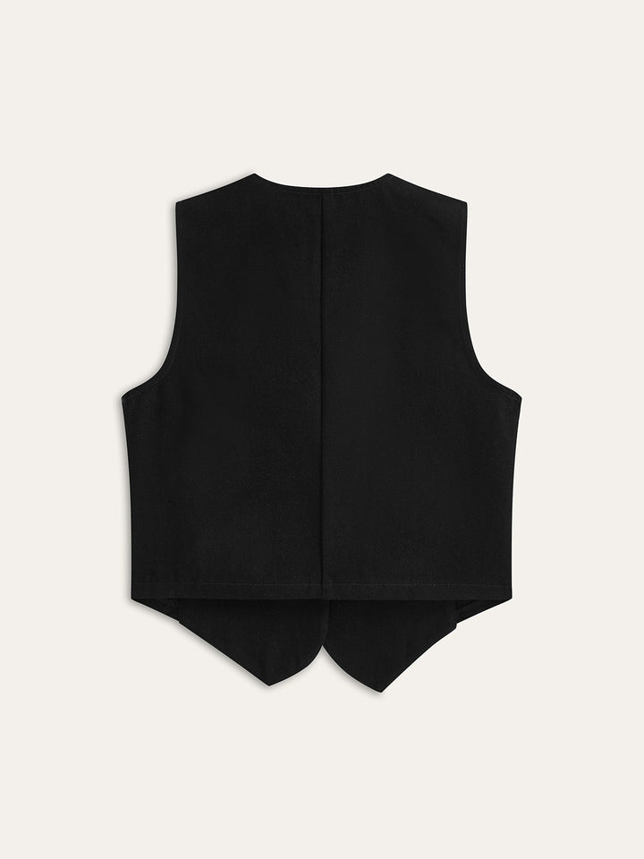 Gilet Boutonné en Denim sur Mesure