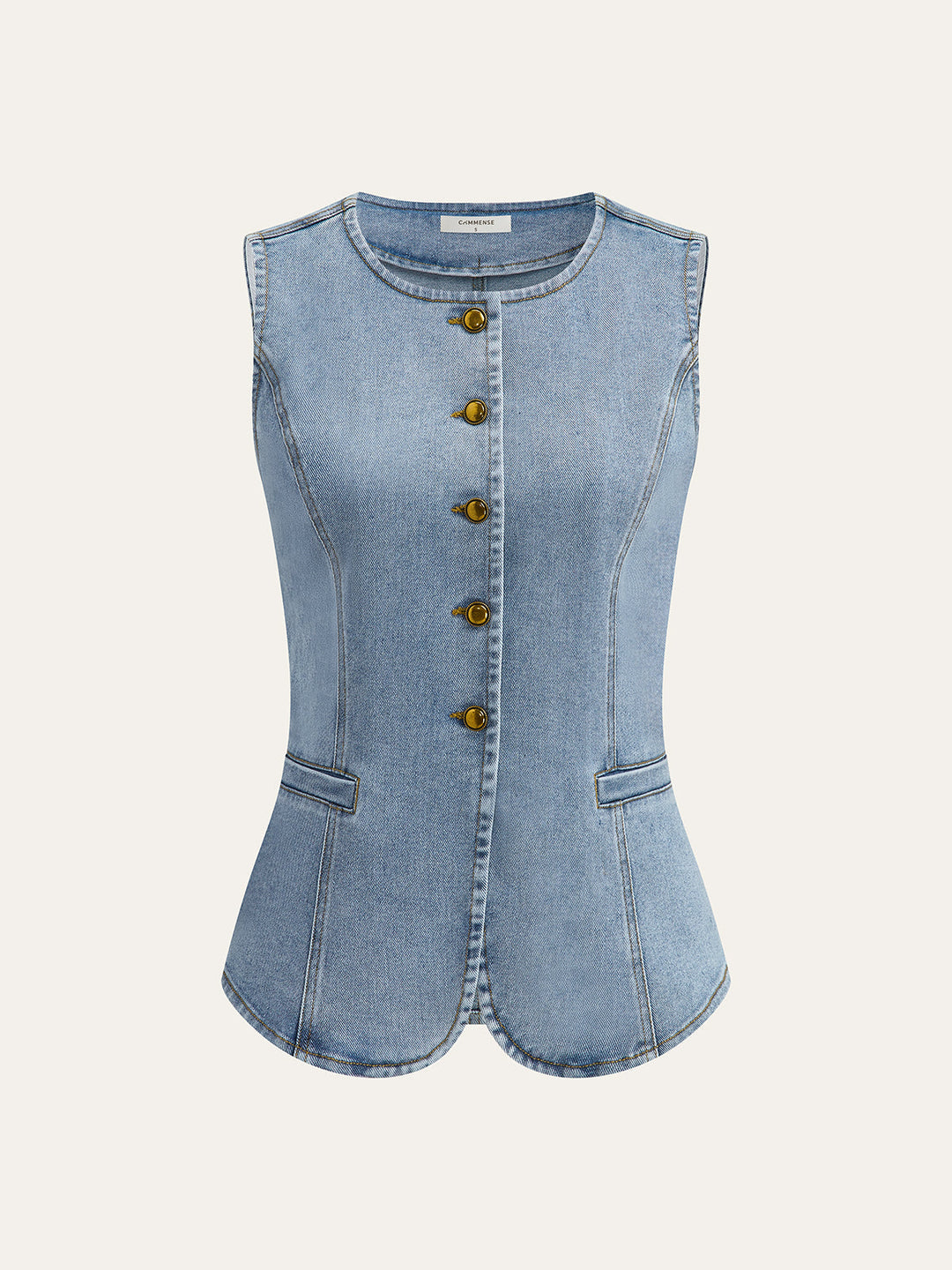 Gilet en jean sans manches à boutons