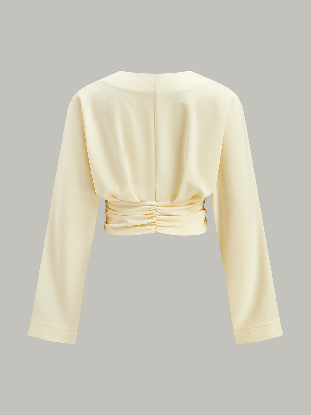 Blouse Courte Boutonnée à Taille Cintrée V-Neck