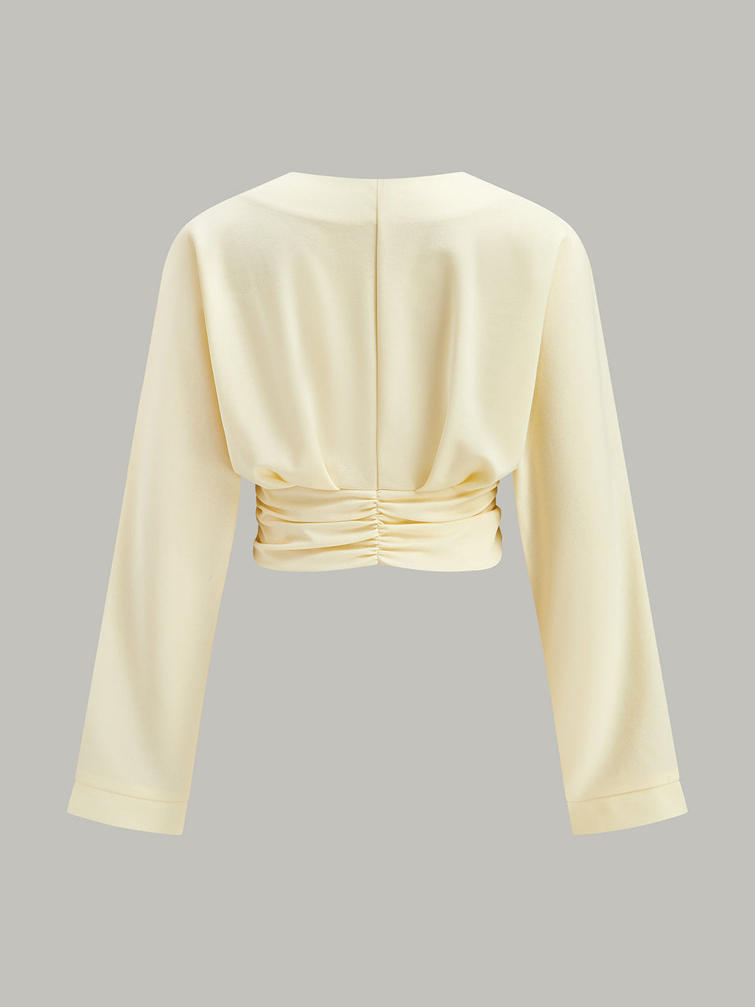 Blouse Courte Boutonnée à Taille Cintrée V-Neck