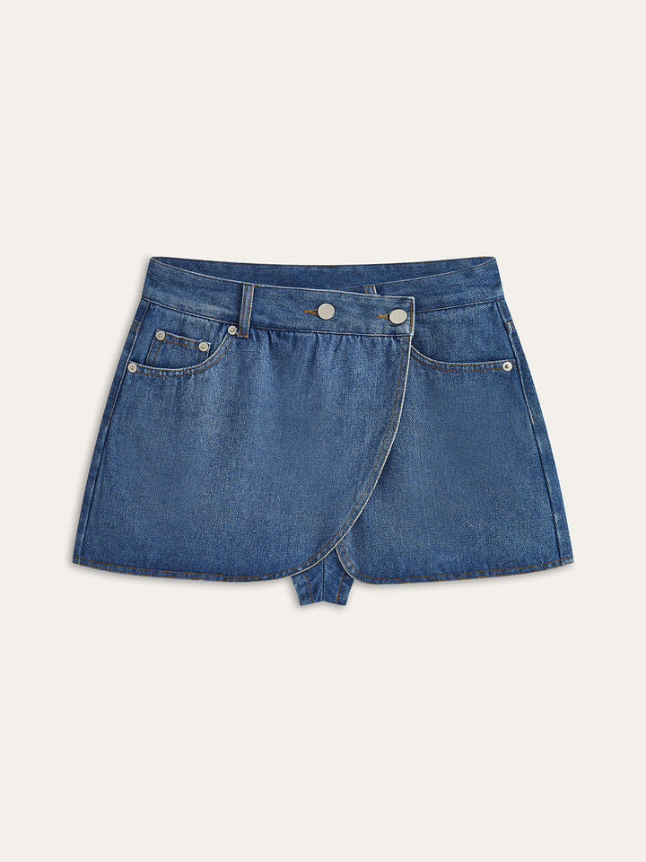 Jupe en jean asymétrique à poches