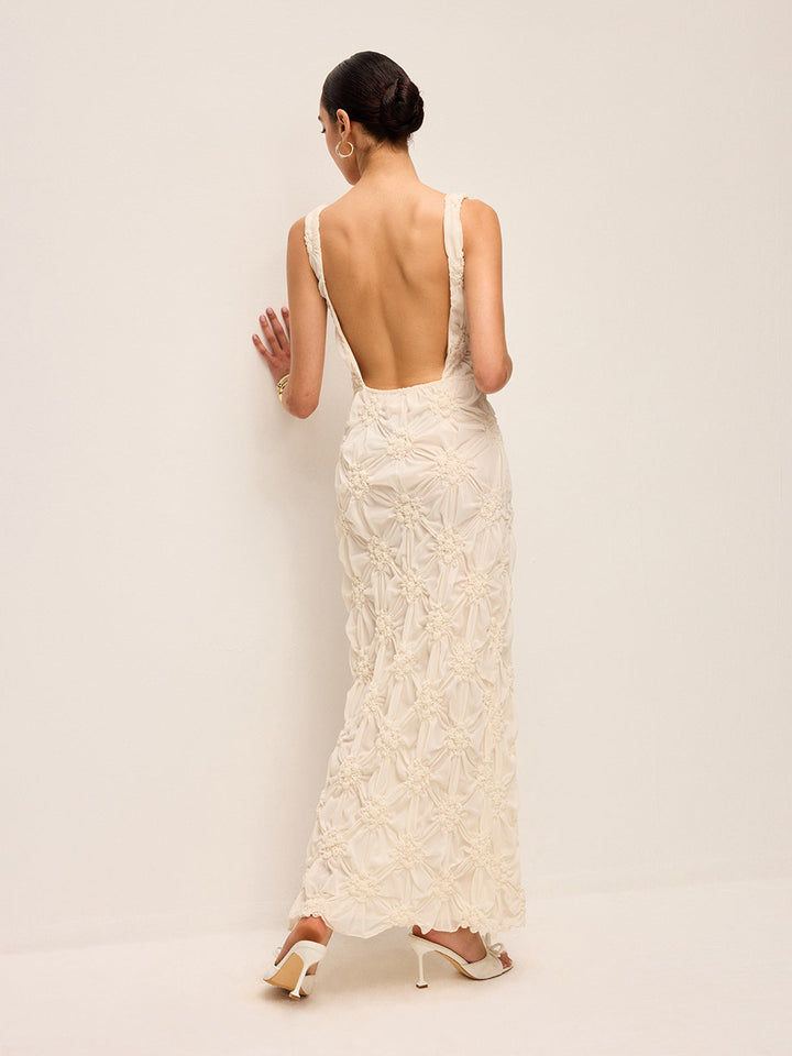 Robe Longue Élégante à Fente Brodé