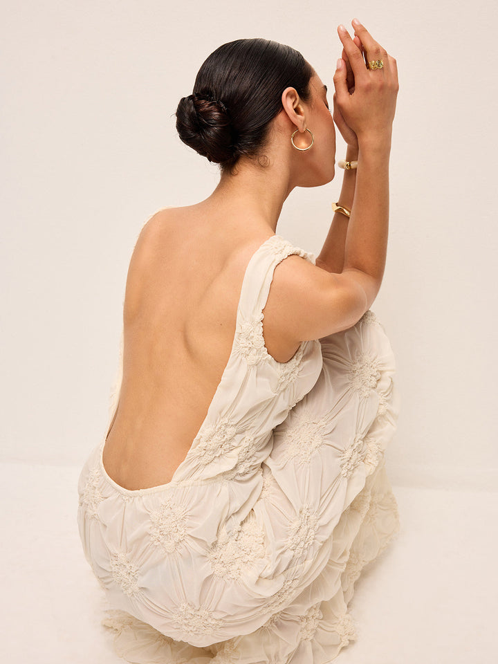 Robe Longue Élégante à Fente Brodé
