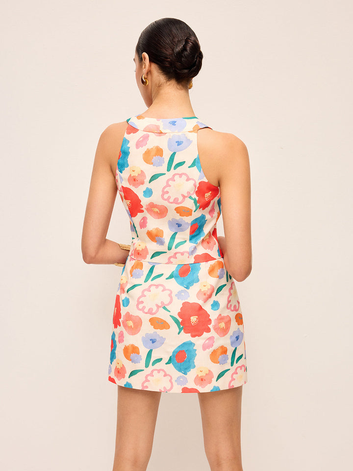 Ensemble Jupe à Boutons Floraux