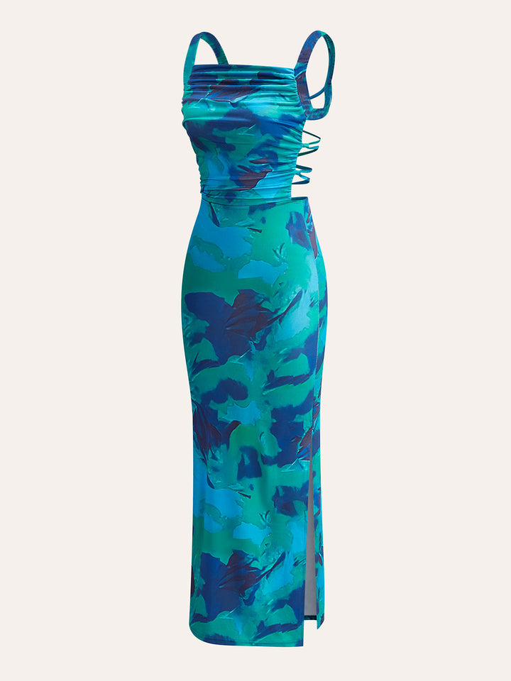 Robe Imprimée Criss-Cross à Nouettes
