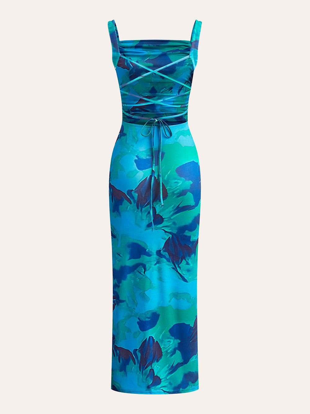 Robe Imprimée Criss-Cross à Nouettes