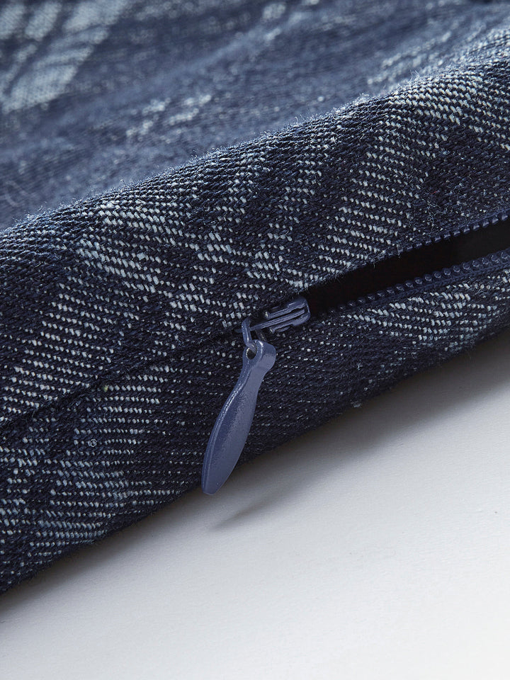 Short en jean taille mi-haute à imprimé à carreaux