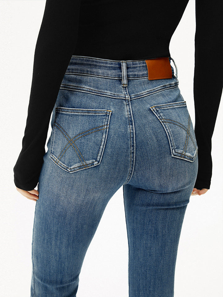 Jeans Bootcut Taille Haute en Denim