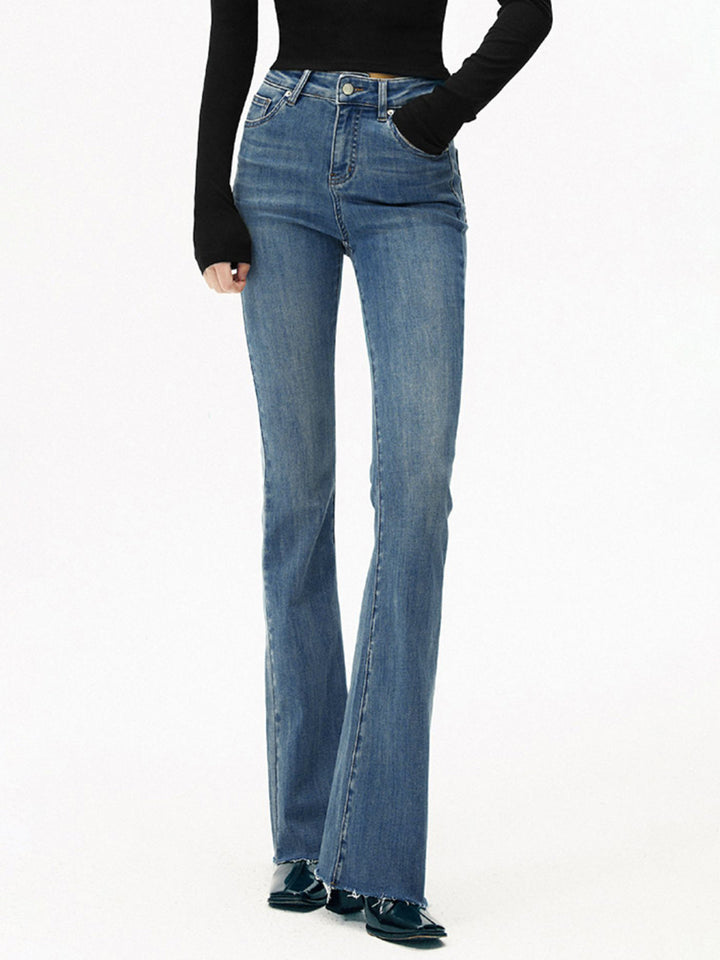 Jeans Bootcut Taille Haute en Denim