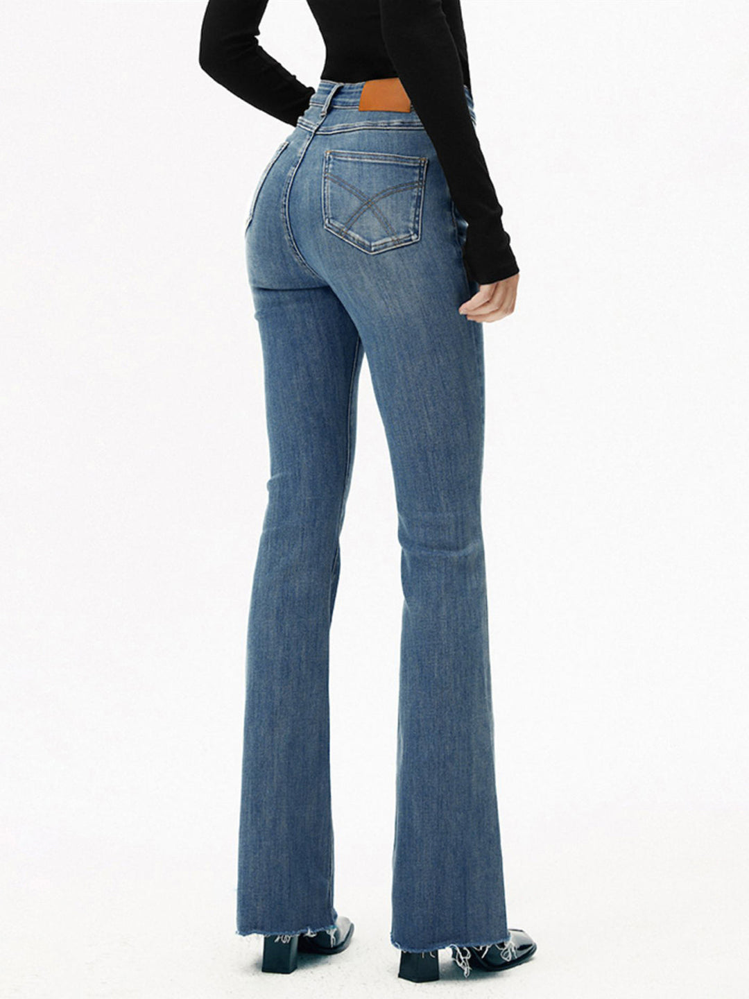 Jeans Bootcut Taille Haute en Denim
