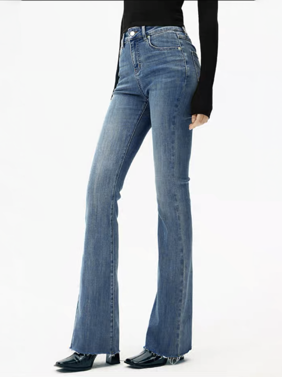 Jeans Bootcut Taille Haute en Denim