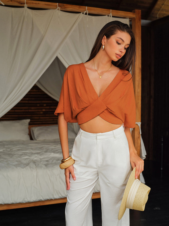 Blouse Croisée Devant Coton & Lin