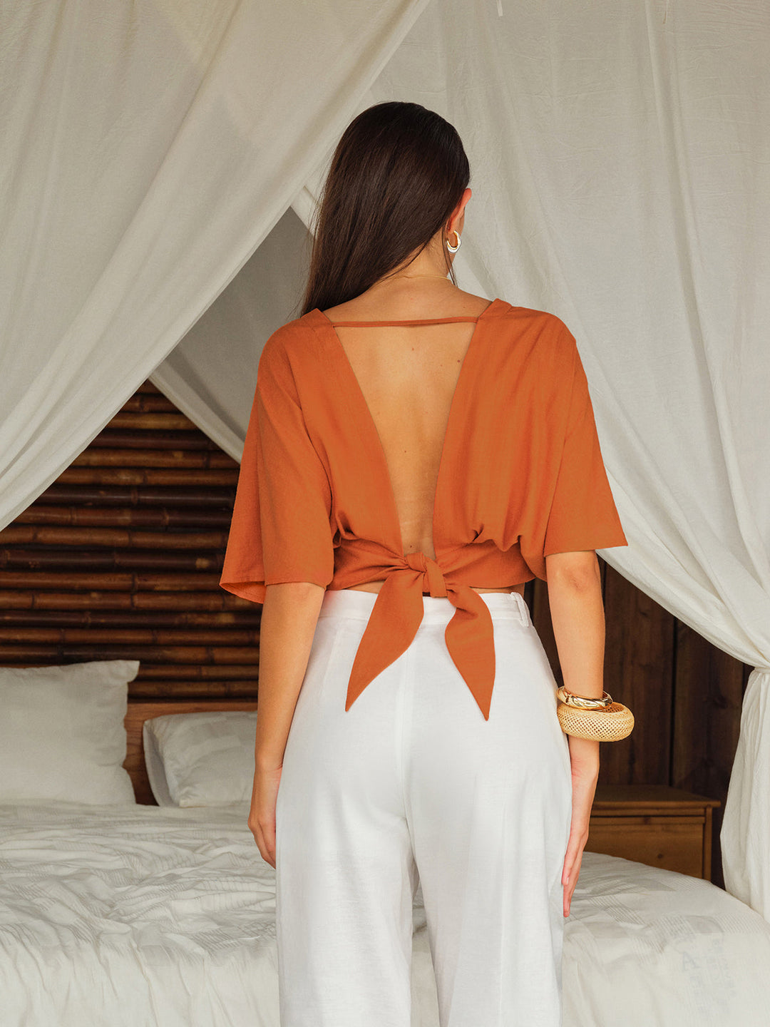 Blouse Croisée Devant Coton & Lin
