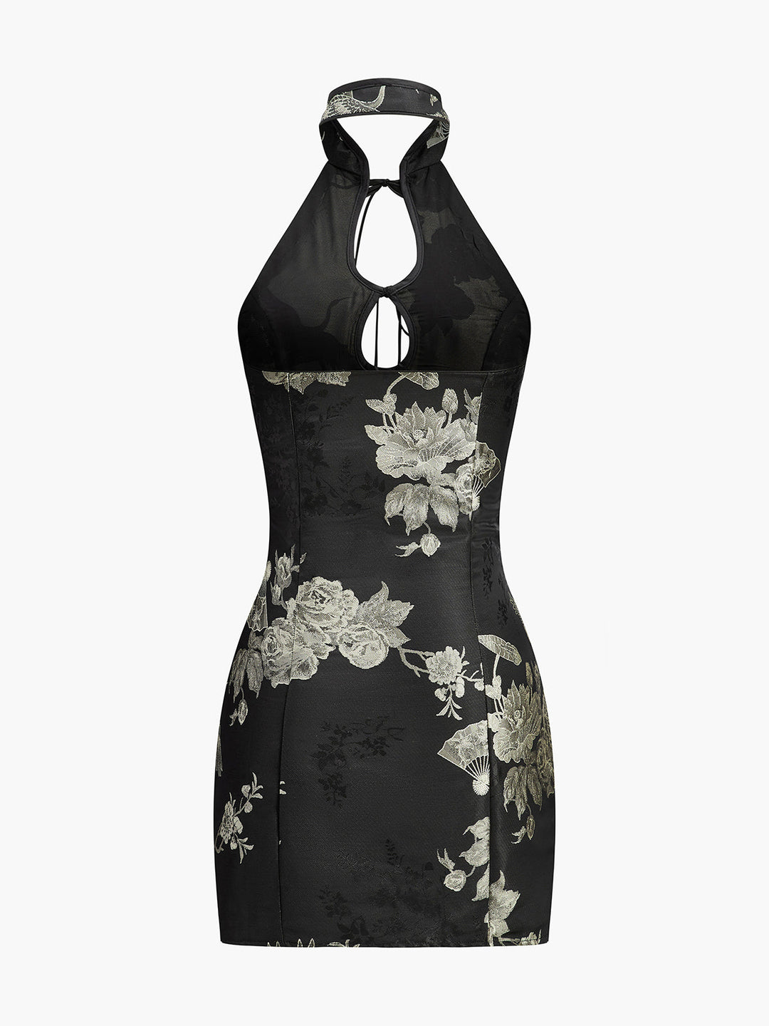 Robe Longue à Imprimé Floral et Détail Col Cheminée