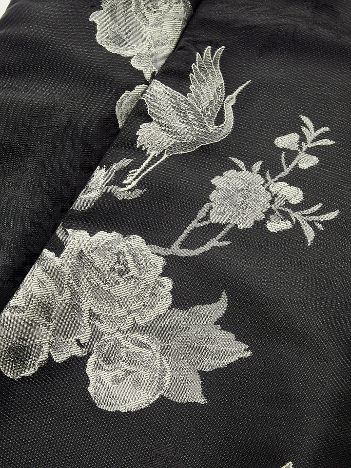 Robe Longue à Imprimé Floral et Détail Col Cheminée
