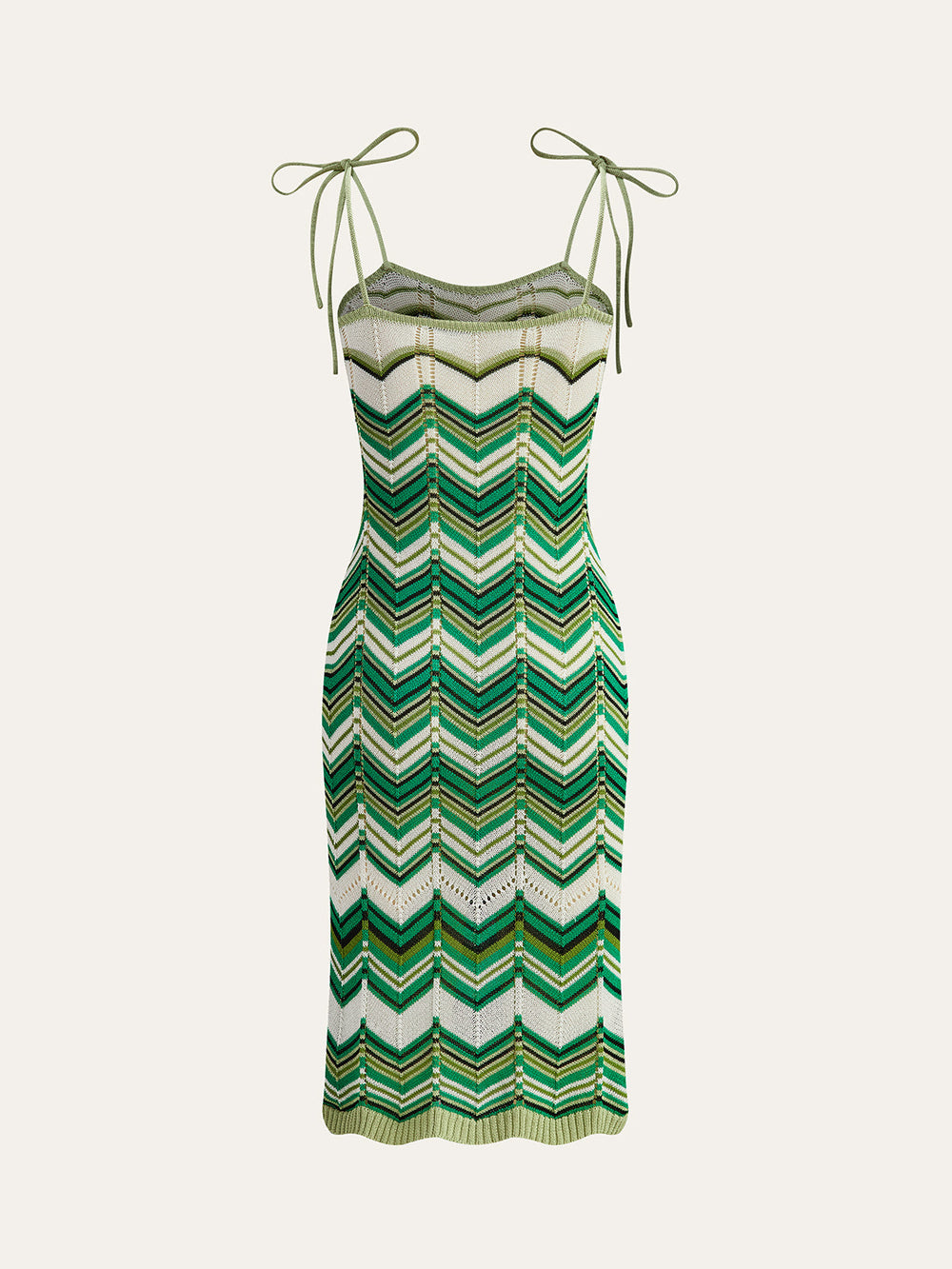 Robe mi-longue en tricot à bretelles à chevrons
