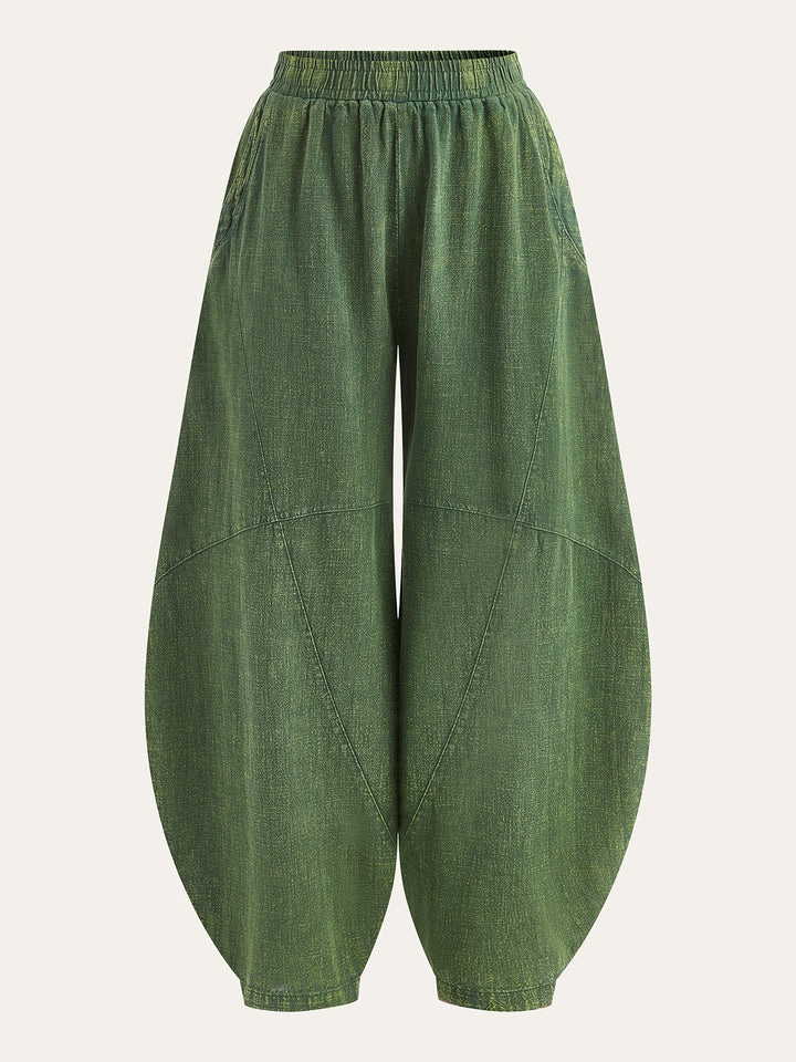 Pantalon Lanterne Desserré à Panneaux Décolorés