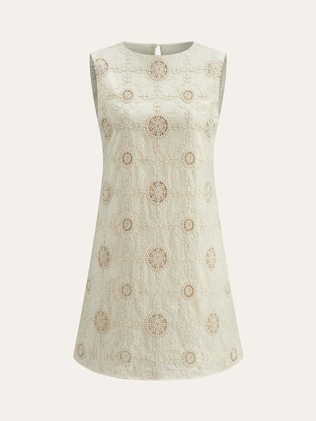 Robe Longue Sans Manches Brodé en Coton