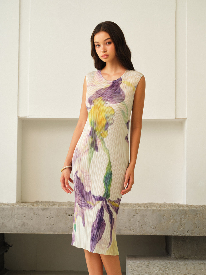Robe sans manches à imprimé floral