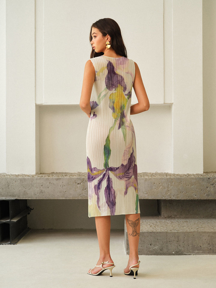 Robe sans manches à imprimé floral
