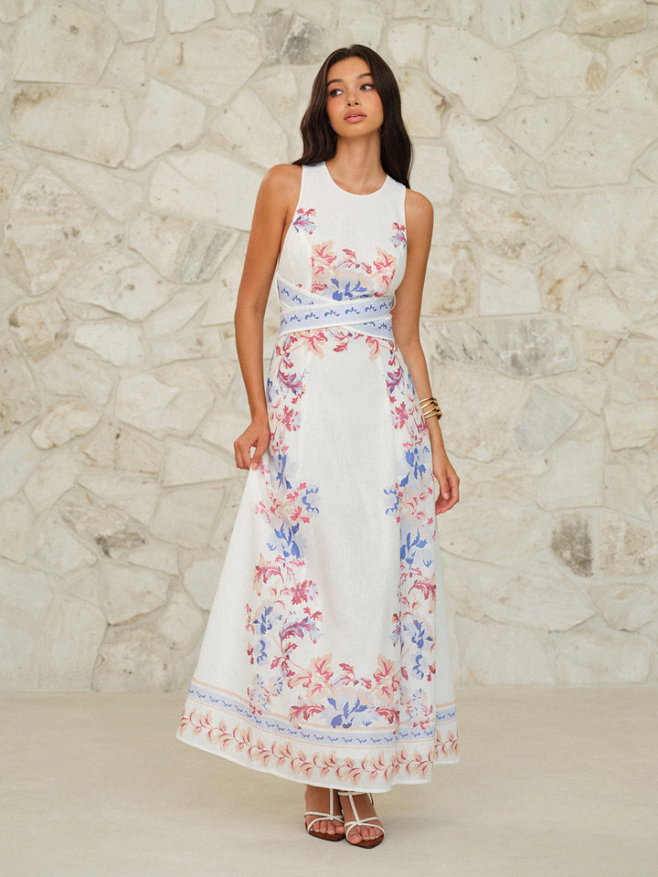 Robe Maxi Sans Manches Imprimé Floral