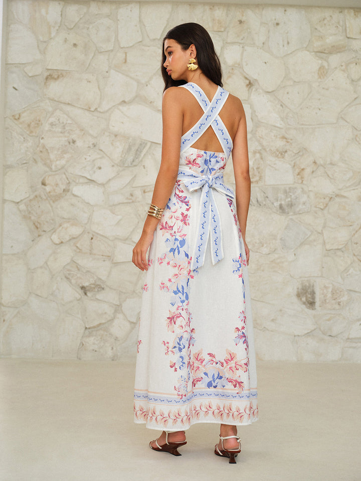 Robe Maxi Sans Manches Imprimé Floral