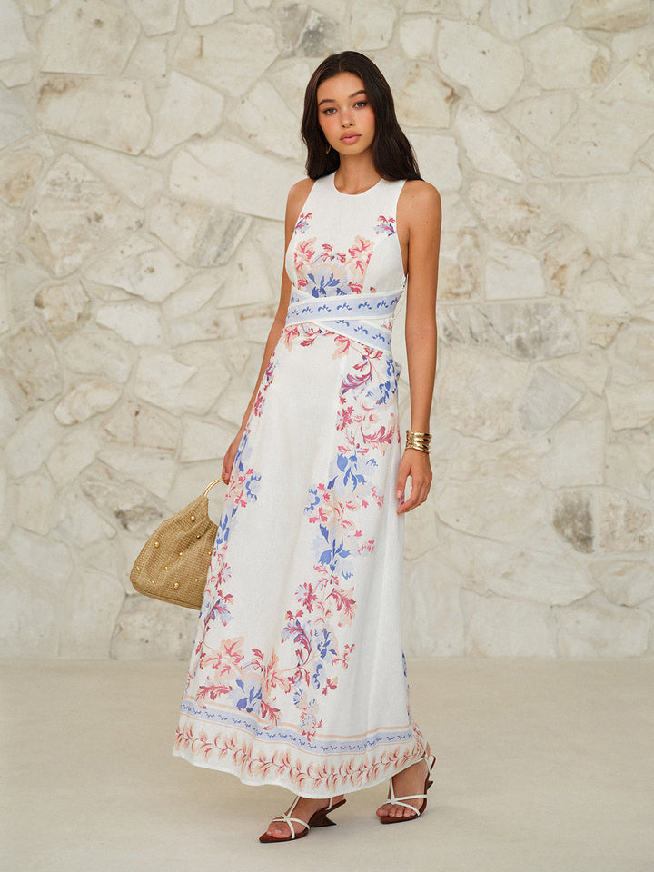 Robe Maxi Sans Manches Imprimé Floral