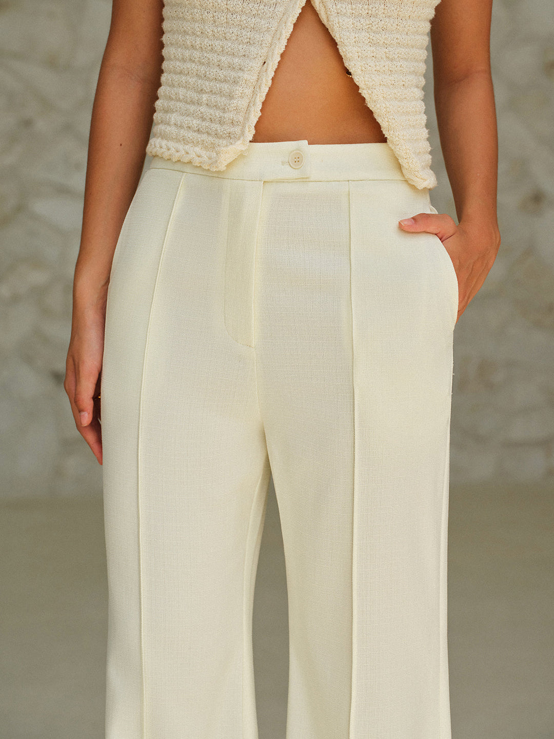 Pantalon Taille Haute à Poches