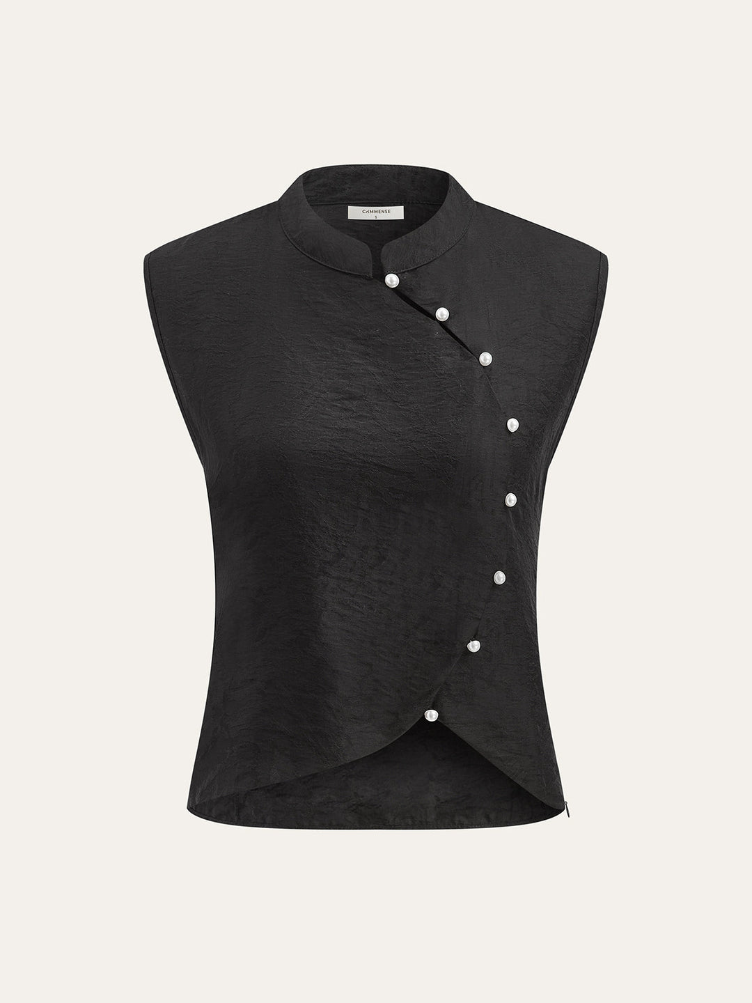 Gilet Bouton Perle Asymétrique