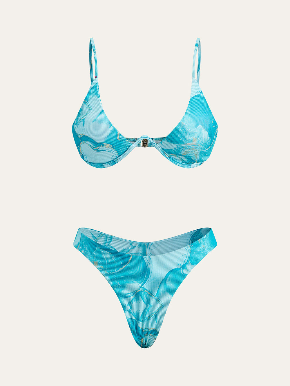 Ensemble bikini imprimé marbre avec jupe de couverture