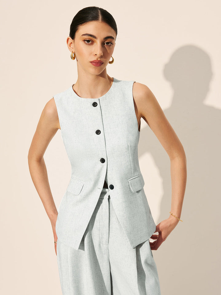Gilet Habillé Sans Manches à Poches