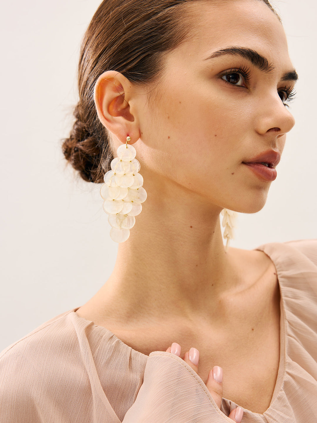 Boucles d'oreilles Chandelier en nacre