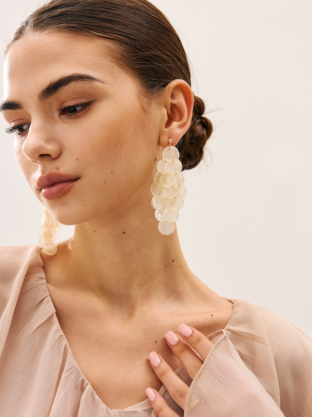 Boucles d'oreilles Chandelier en nacre