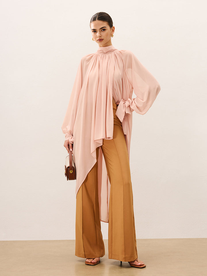 Pantalons évasés taille mi-haute ajustés