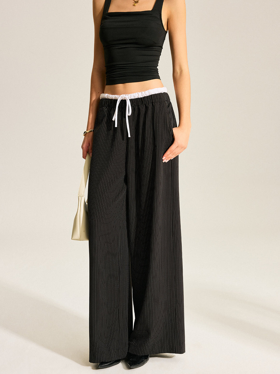 Pantalons Larges à Rayures
